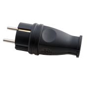 Вилка прямая с заземлением 16А черная 4240