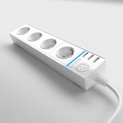 WL20-04-03 / Розеточный блок 4-х местный + 3 USB белый