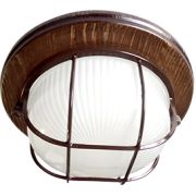 Светильник Круг накладной IP65 дерево Орех 1*GX53 матовый с решеткой LED Ecola НБО-03-60-022 УХЛ4
