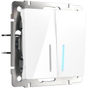 WL01-SW-2G-LED / Выключатель двухклавишный с подсветкой (белый)