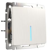 WL13-SW-1G-2W-LED / Выключатель одноклавишный проходной с подсветкой (перламутровый рифленый)