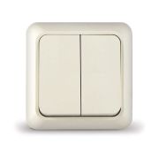 Выключатель 2-кл. ОП Олимп 10А IP20 сл. кость UNIVersal Б-О0023
