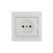 Розетка 1-м СП Mira 16А IP20 без заземл. с бел. вставкой керамика бел. LEZARD 701-0202-121