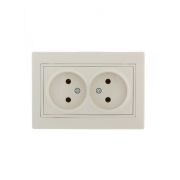 Розетка 2-м СП Mira 16А IP20 без заземл. со вставкой керамика крем. LEZARD 701-0303-128