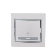 Переключатель проходной 1-кл. СП Mira 10А с сер. вставкой бел. LEZARD 701-0215-105