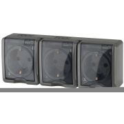 Розетка 3-м ОП Эра Эксперт 11-2406-03 16А IP54 16AX 250В 3х2P+E защ. шторки сер. Эра Б0020723