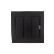 Выключатель 3-кл. 1п СП Mira 10А IP20 со вставкой черн. бархат LEZARD 701-4242-109