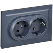 Розетка 2-м СП BRITE РСш12-3-БрМ 16А в сборе с заземл. защ. шторки маренго IEK BR-R24-16-K35-F