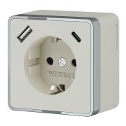 Розетка с заземлением, шторками и USB тип A+C Gallant слоновая кость W5071703