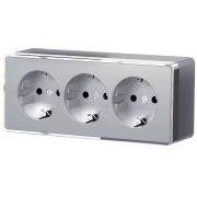 Розетка тройная с заземлением и шторками Gallant серебряный W5073106