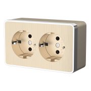 Розетка двойная с заземлением Gallant шампань рифленый W5072110