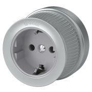 Розетка с заземлением матовый хром ретро WL19-10-01