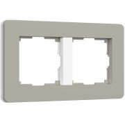 Рамка из поликарбоната на 2 поста Split дымчатый/белый, soft-touch W0023067