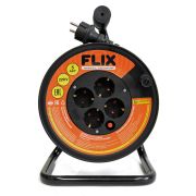 Удлинитель- катушка морозостойкий FLIX с/з 4 гнезда КГТТ 3х2,5 черный 25А 50м