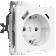 Розетка с заземлением, шторками и USB тип A+C (белый матовый) W1171761