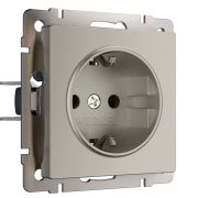 Розетка с заземлением и шторками (дымчатый) W1271104