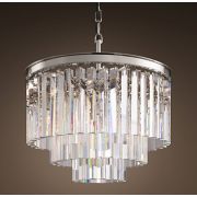 Подвесная Люстра Rh 1920S Odeon Clear Glass Fringe 3-Tier Chandelier Nickel 36 См By Imperiumloft