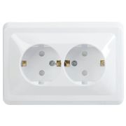 Розетка 2-м СП Вега РСш12-3-ВБ с заземл. контактом и защ. штор 16А бел. GENERICA ERV24-K01-16-DM