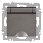 Розетка 1-м СП Accent 6-203-09 16А IP20 250В 2P+E Schuko с крышкой AL/CU титан Intro Б0063471