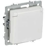 Розетка BRITE РСбш10-3-44-БрАБ 16А IP44 с заземл. защ. шторки с крышкой механизм арктич. бел. IEK BR-R16-16-44-K91