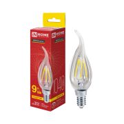 Лампа светодиодная LED-СВЕЧА НА ВЕТРУ-deco 9Вт 230В Е14 3000К 1040Лм прозрачная IN HOME