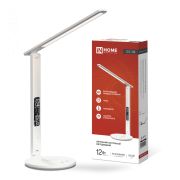 Светильник настольный светодиодный PLUS ССО-18Б 12Вт 3000-6500К 600Лм сенсор, с беспроводной зарядкой, часы, температура, с адаптером БЕЛЫЙ IN HOME