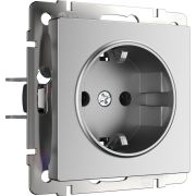 Розетка с заземлением (серебряный матовый) W1171065