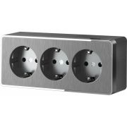 Розетка тройная с заземлением и шторками Gallant графит рифленый W5073104