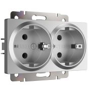 Розетка двойная с заземлением серебряный W1172006