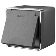 Розетка влагозащ. с зазем. с защит. крышкой и шторками Gallant графит рифленый W5071204