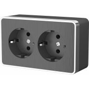 Розетка двойная с заземлением Gallant графит рифленый W5072104