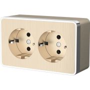 Розетка двойная с заземлением Gallant шампань рифленый W5072110