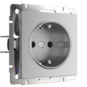 W1171106/ Розетка с заземлением и шторками (серебряный) W1171106