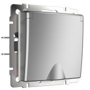 W1171206/ Розетка влагозащ. с зазем. с защит. крышкой и шторками (серебряный) W1171206