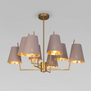 Умная потолочная люстра с тканевыми абажурами 60173/8 латунь