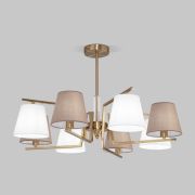 Умная потолочная люстра с тканевыми абажурами 60149/8 латунь