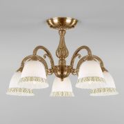 Классическая люстра со стеклянными плафонами 60107/5 античная бронза