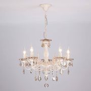 Подвесная люстра с хрусталем в классическом стиле 3281/5 белый с золотом / тонированный хрусталь