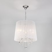 Люстра подвесная с абажуром и хрусталем 2045/5 хром/белый