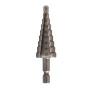 Сверло ступенчатое по металлу 4-6-8-10-12-14-16-18-20мм P6M5 шестигранный хвостовик Вихрь 73/10/6/17