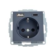 Розетка AtlasDesign 16А с 2-мя заряд. устройствами USB тип A+C 5В/2.4А 2х5В/1.2А механизм грифель SE ATN000732