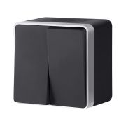 Выключатель двухклавишный влагозащищенный Gallant черный с серебром W5020234 W5020234