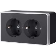 Розетка двойная с заземлением Gallant черный с серебром W5072134 W5072134