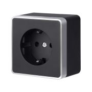 Розетка с заземлением и шторками Gallant черный с серебром W5071134 W5071134