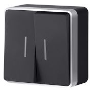 Выключатель двухклавишный с подсветкой Gallant черный с серебром W5020134 W5020134