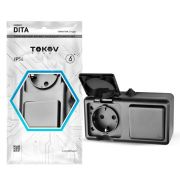 Блок ОП Dita (розетка 16А 250В с заземл. + 1-кл. выкл. 10А) IP54 карбон TOKOV ELECTRIC TKL-DT-V1RZ-C14-IP54